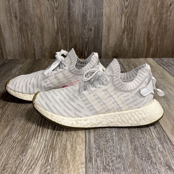 Adidas NMD R2 Primeknit BY9954 Women’s US Size 7.5 White Pink Sneaker Shoes - Picture 5 of 11